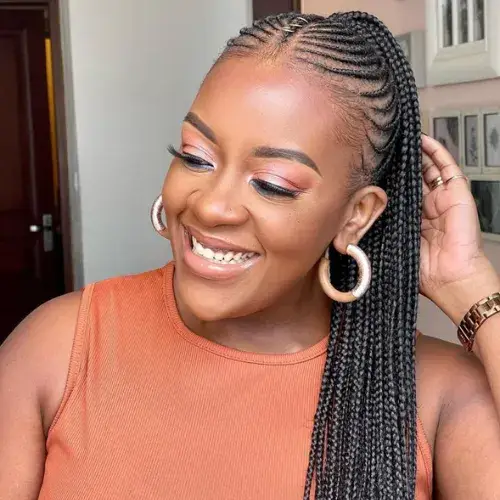 Classic Center-Part Fulani Braids With Beads