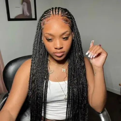 Feed-In Fulani Braids With Intricate Patterns