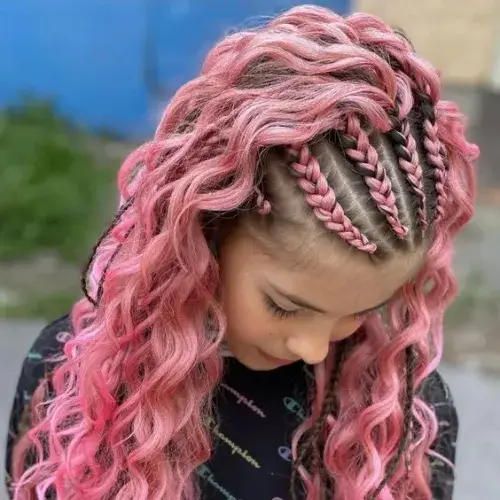 Fulani Braids With Coloured Extensions
