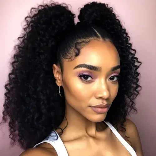 Curly Pigtails with Bangs