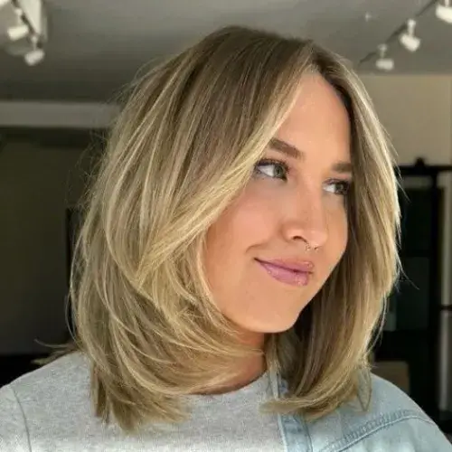 Shoulder-Length Lob with Face-Framing Layers
