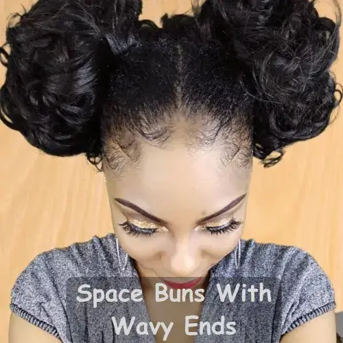 Space Buns With Wavy Ends