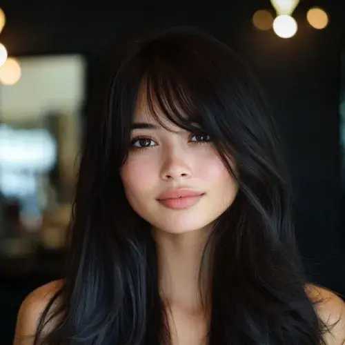 Textured Long Hair with Curtain Bangs