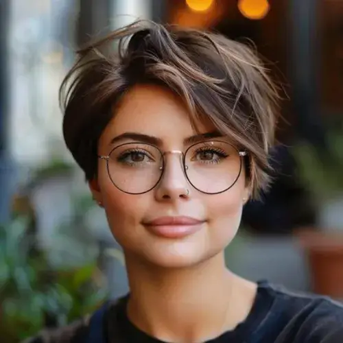 Textured Pixie + Round Glasses